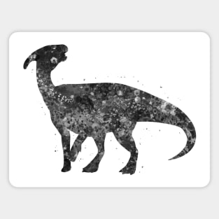 Parasaurolophus dinosaur black and white Magnet